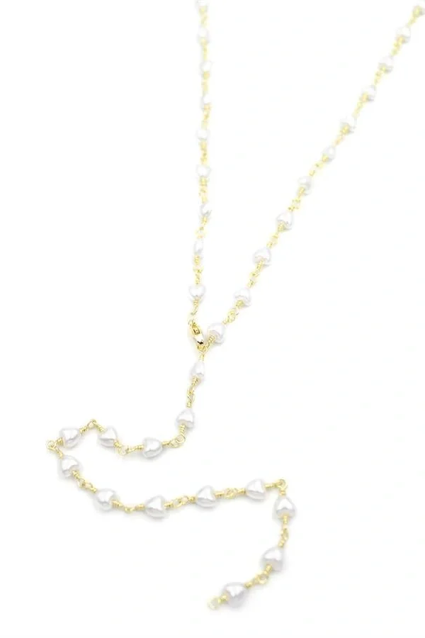 Kalp İncili Y Kolye - Altın