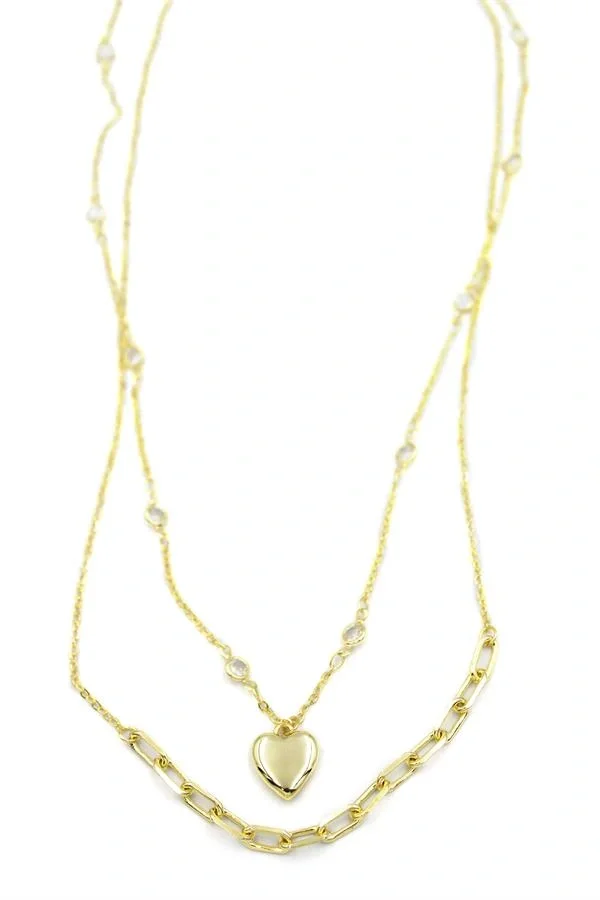 Kalp Kolye - 90cm - Altın