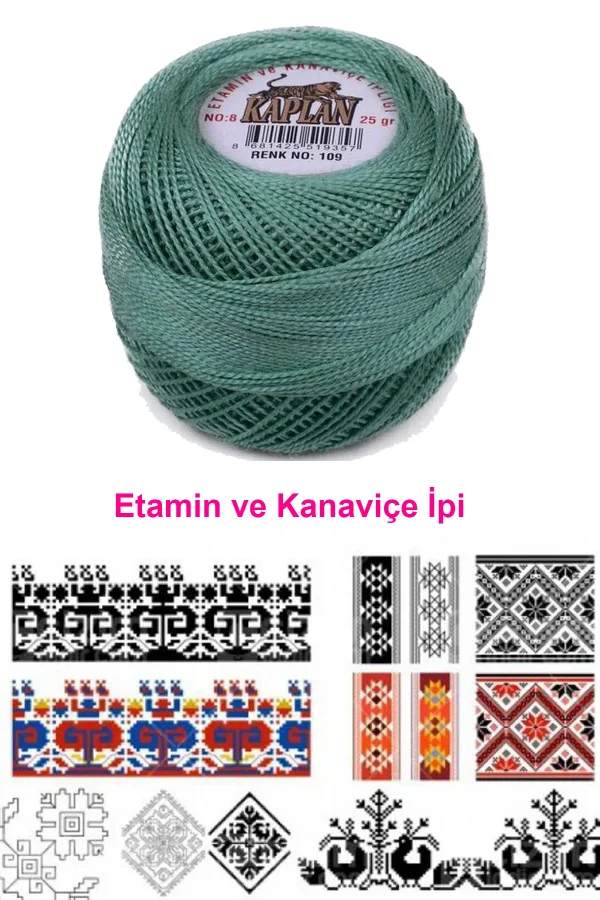 Kaplan Etamin Ve Kanaviçe İpi 8 No Kod/Renk: 109 - Royaleks