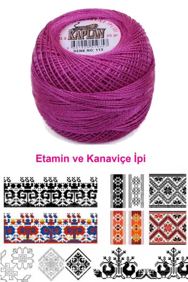 Kaplan Etamin Ve Kanaviçe İpi 8 No Kod/Renk: 113 - Royaleks