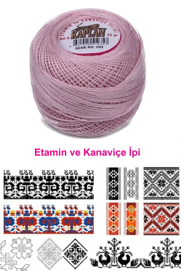Kaplan Etamin Ve Kanaviçe İpi 8 No Kod/Renk: 203 - Royaleks