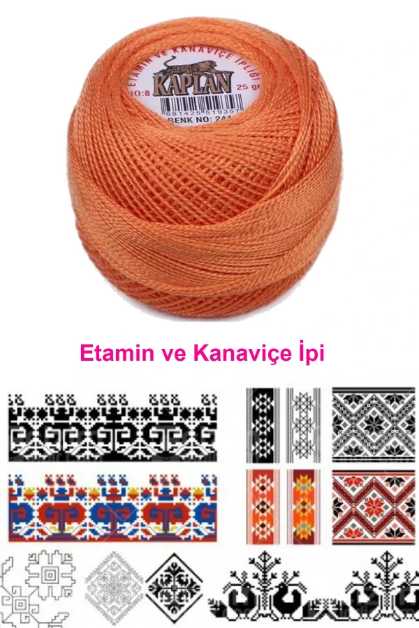 Kaplan Etamin Ve Kanaviçe İpi 8 No Kod/Renk: 244 - Royaleks