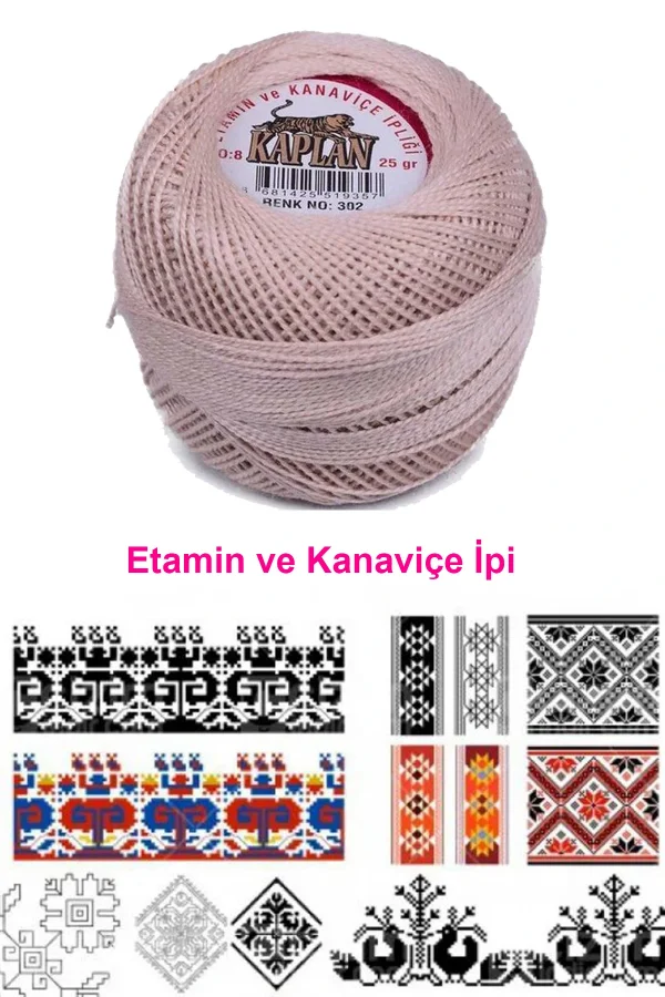 Kaplan Etamin Ve Kanaviçe İpi 8 No Kod/Renk: 302 - Royaleks