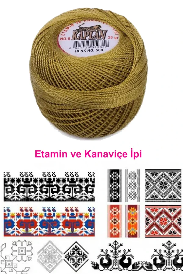 Kaplan Etamin Ve Kanaviçe İpi 8 No Kod/Renk: 580 - Royaleks