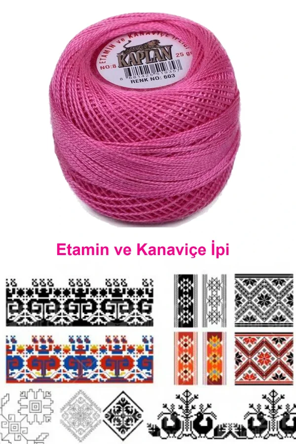 Kaplan Etamin Ve Kanaviçe İpi 8 No Kod/Renk: 603 - Royaleks