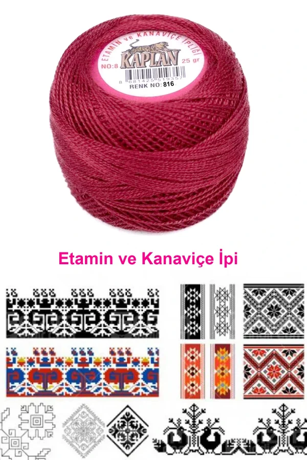 Kaplan Etamin Ve Kanaviçe İpi 8 No Kod/Renk: 816 - Royaleks