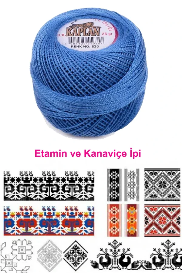 Kaplan Etamin Ve Kanaviçe İpi 8 No Kod/Renk: 820 - Royaleks