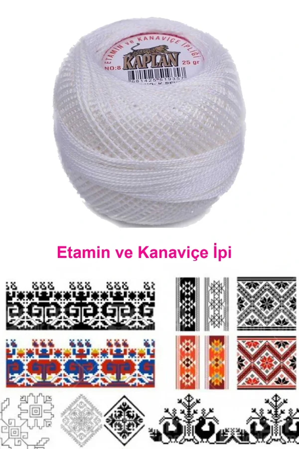 Kaplan Etamin Ve Kanaviçe İpi 8 No Kod/Renk: K.BEYAZ - Royaleks