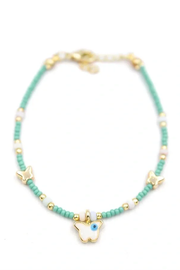 Kelebek Boncuk Bileklik - Açık Yeşil
