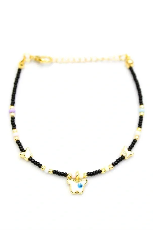 Kelebek Boncuk Bileklik - Siyah
