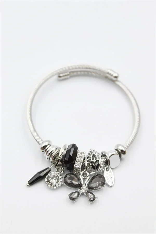 Kelebek Charm Bilezik - Siyah