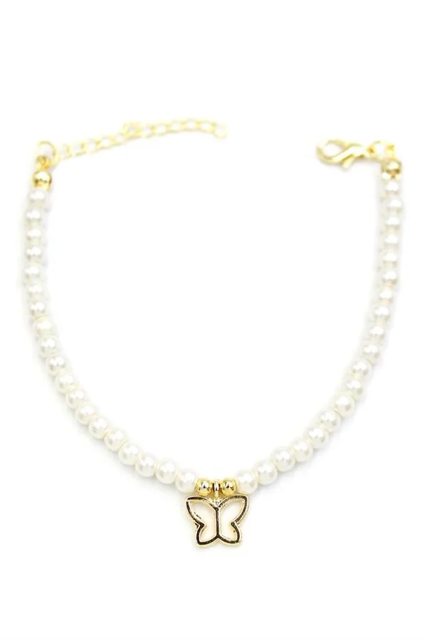 Kelebek İnci Bileklik - Altın