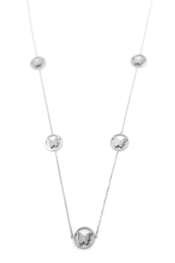 Kelebek Kolye - 90 cm - Gümüş