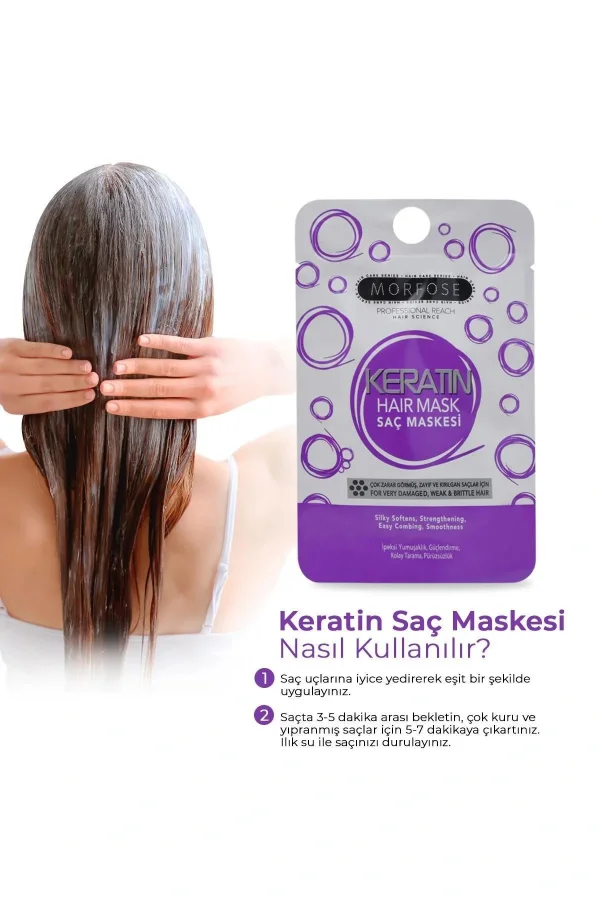 Keratin Saç Maskesi 25 ML (24 ADET) - Yıpranmış Saçlar İçin - mrfs