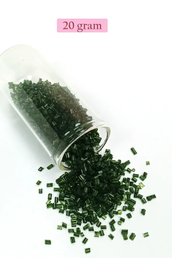 Kesme Cam Boncuk 2mm - 20 Gram - Şeffaf Koyu Yeşil -BNC319