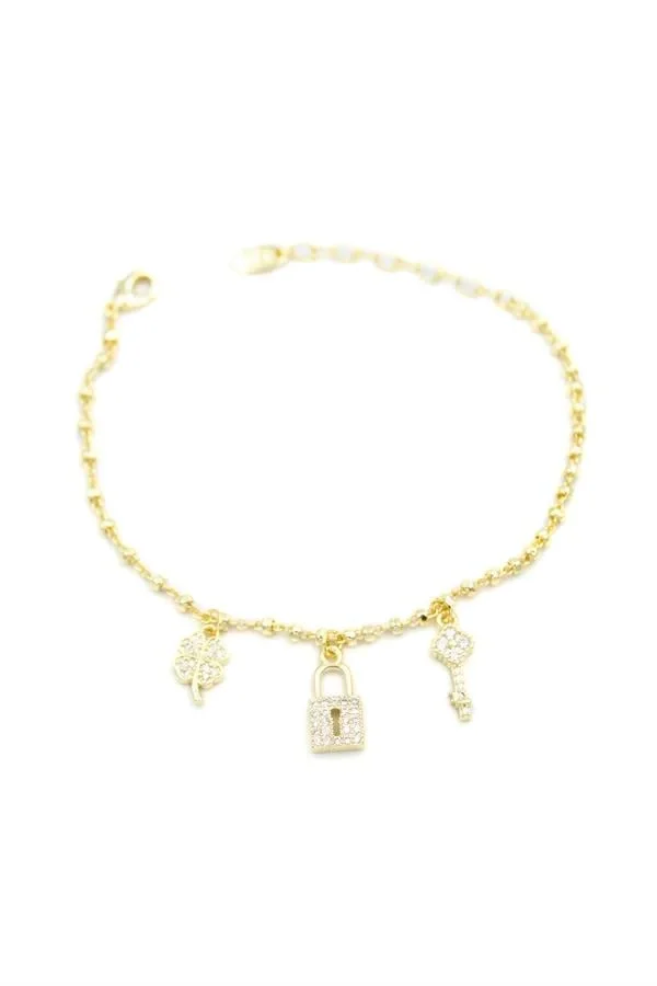 Kilit Charm Bileklik - Altın