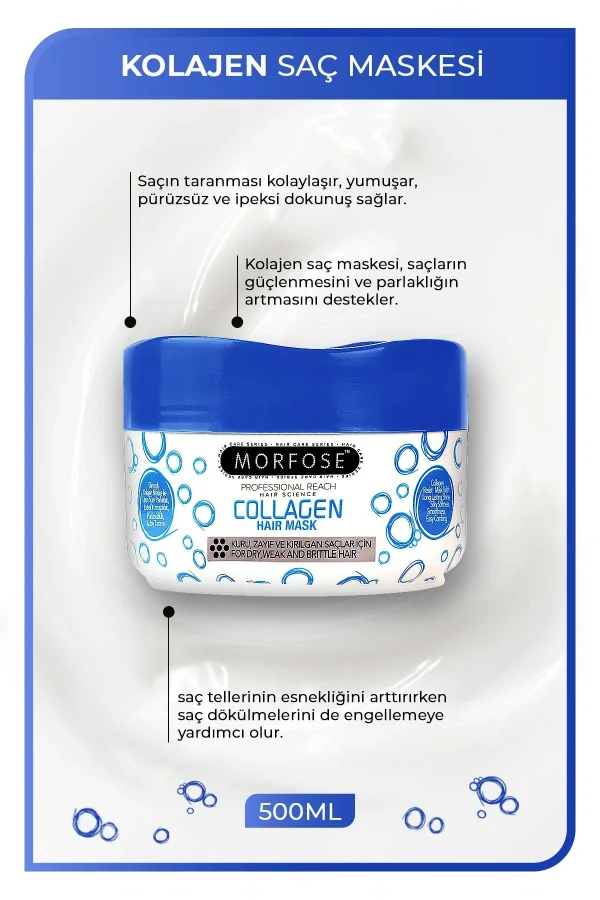 Kolajen Saç Maskesi 500 ML - Zayıf ve Kırılgan Saçlar İçin - mrfs