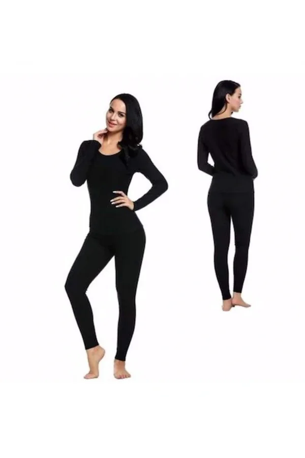 Kota Kadın Kışlık Termal Sıcak Tutan Tayt ve Fanila Takım 2li Set Siyah