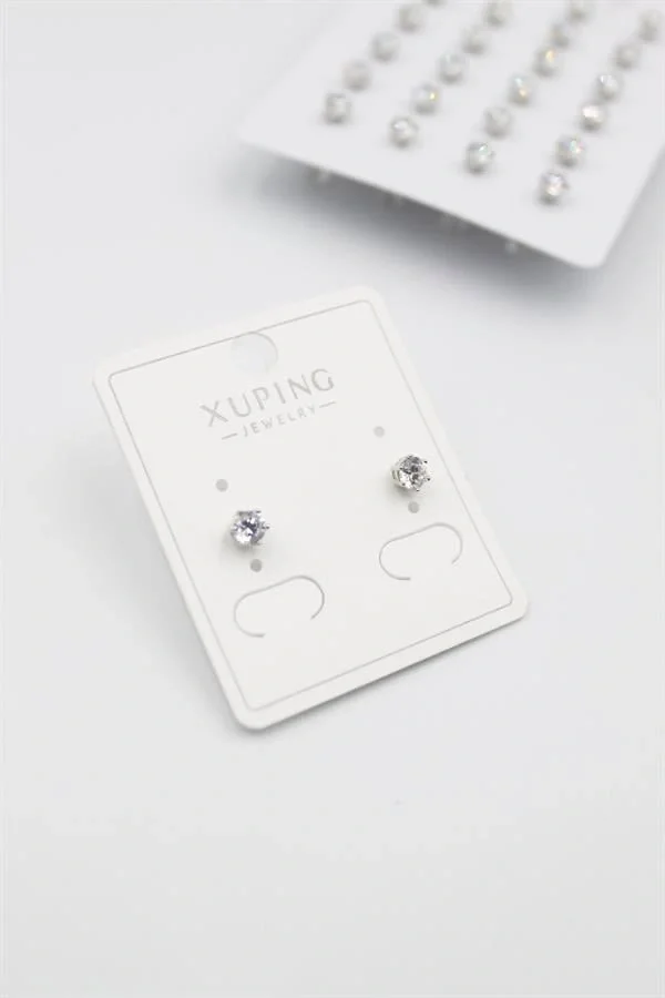 Küçük Boy Zirkon Taşlı Tektaş  Küpe - Gümüş