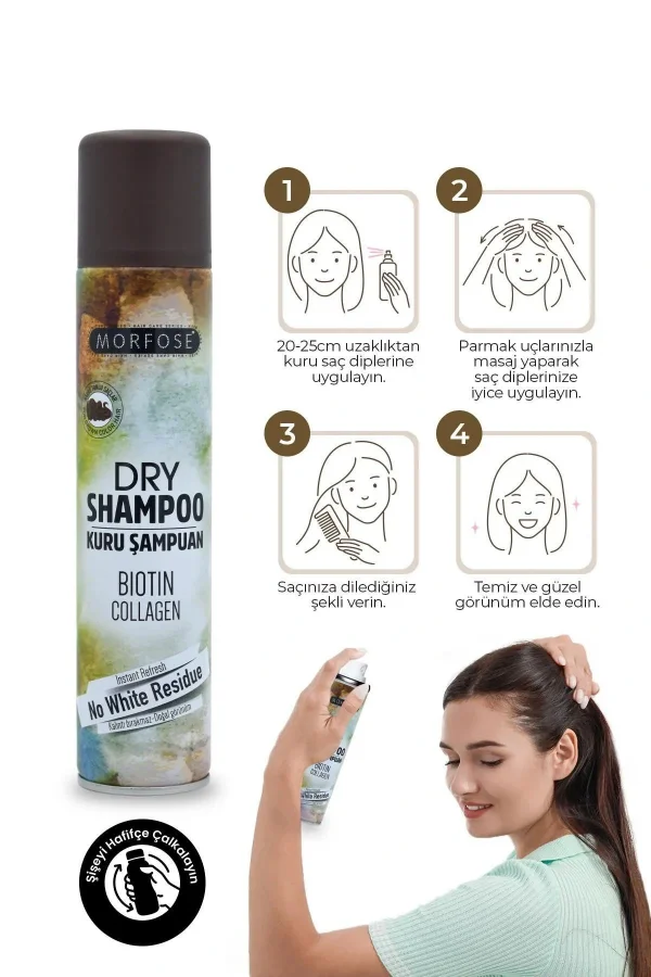 Kuru Şampuan Biotin Collagen 200 ML - Kahverengi Saçlar - mrfs