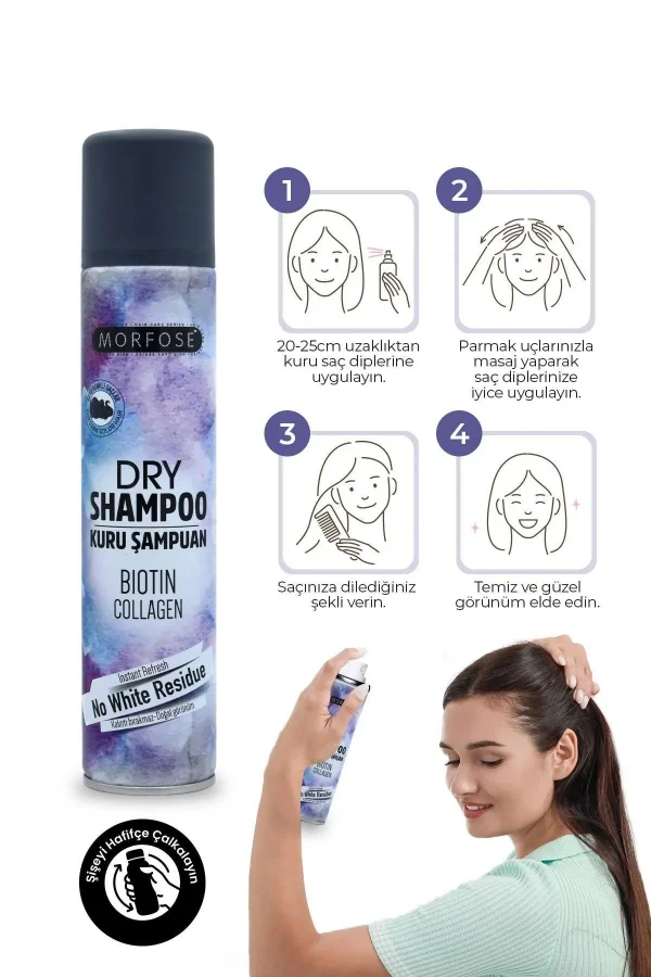 Kuru Şampuan Biotin Collagen 200 ML - Koyu Renkli Saçlar - mrfs