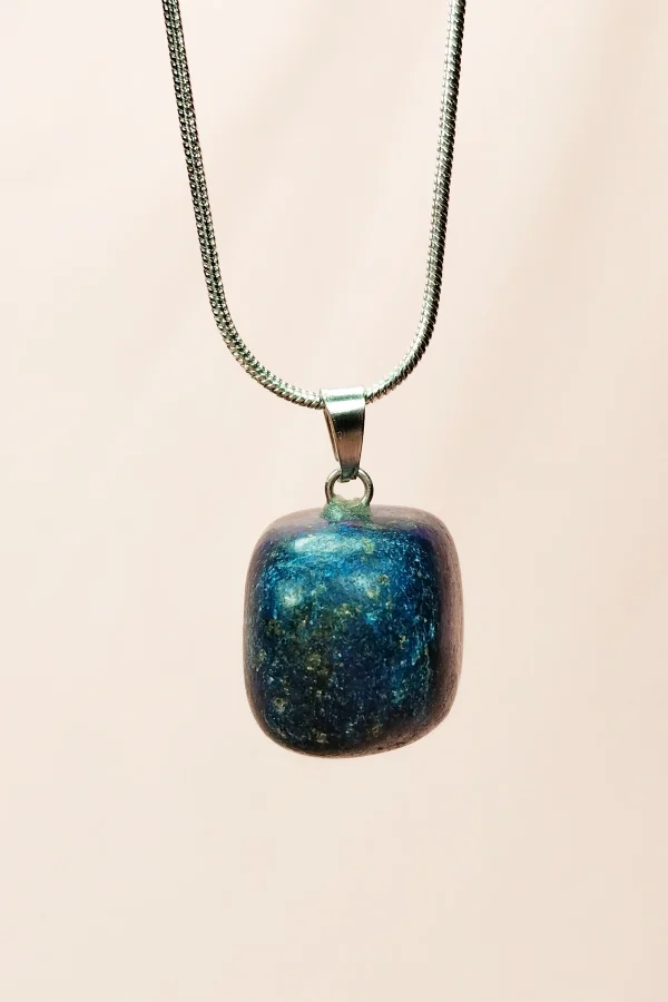 Lapis Lazuri Doğal Taşı Zincirli El Yapımı Kolye Uç: 2 cm Zincir: 20 cm Kutulu