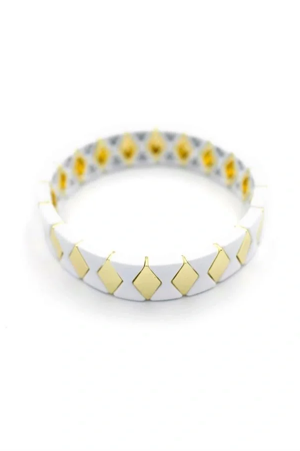 Lastikli Porselen Bilezik - Beyaz