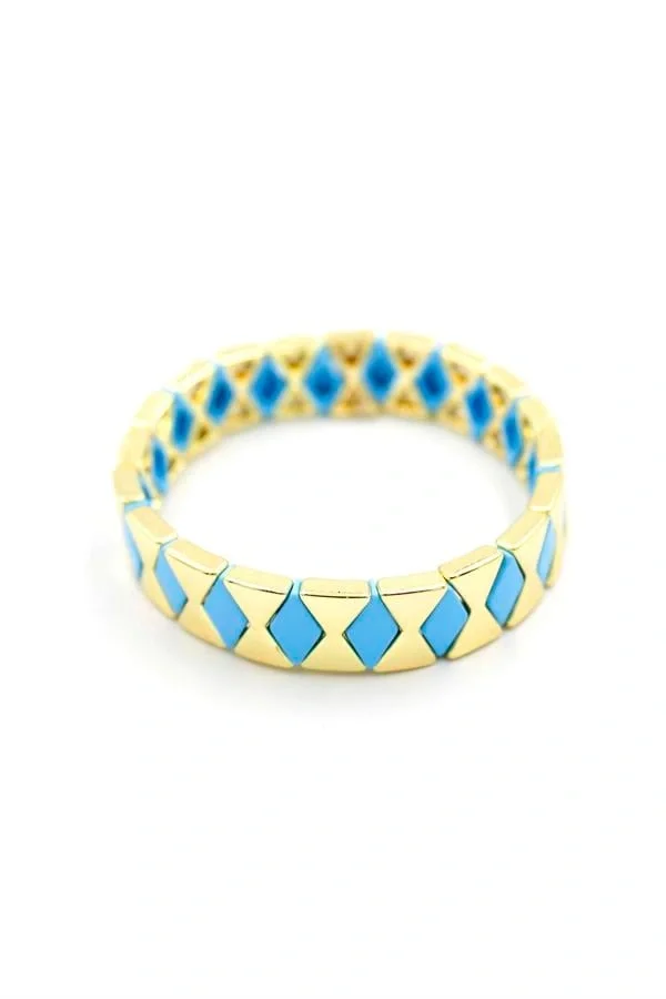 Lastikli Porselen Bilezik - Mavi