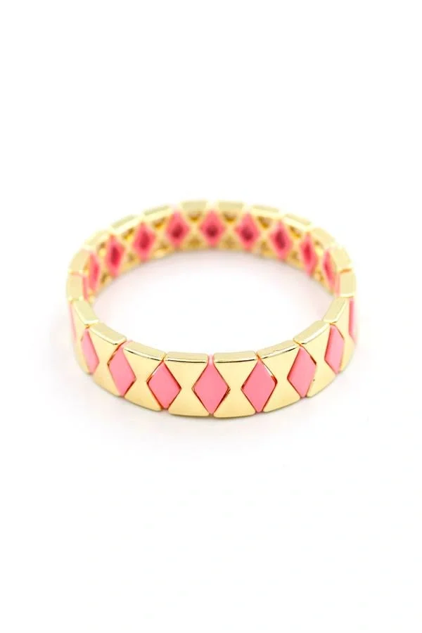 Lastikli Porselen Bilezik - Pembe