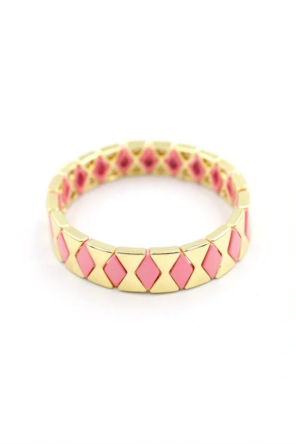 Lastikli Porselen Bilezik - Pembe