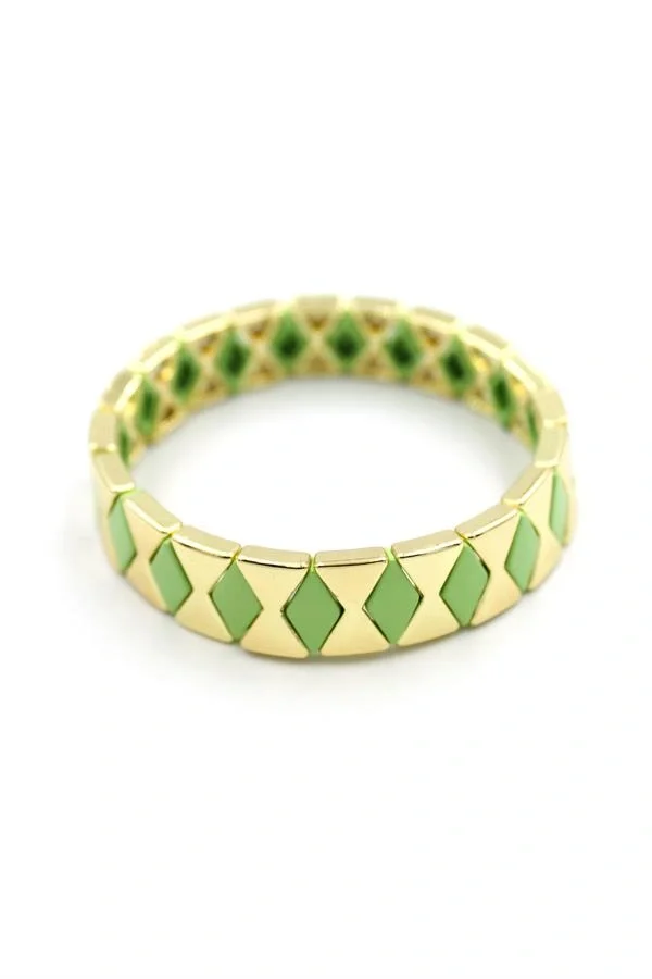 Lastikli Porselen Bilezik - Yeşil