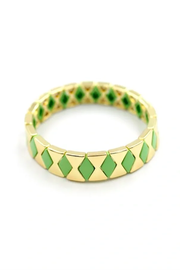 Lastikli Porselen Bilezik - Yeşil