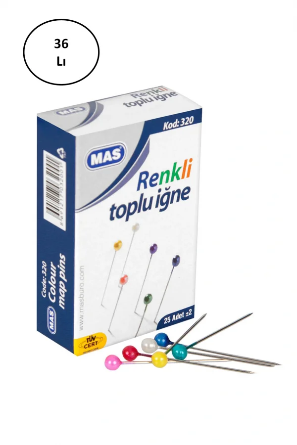 Mas 320 Renki Başlı Toplu İğne 32 Mm 36lı