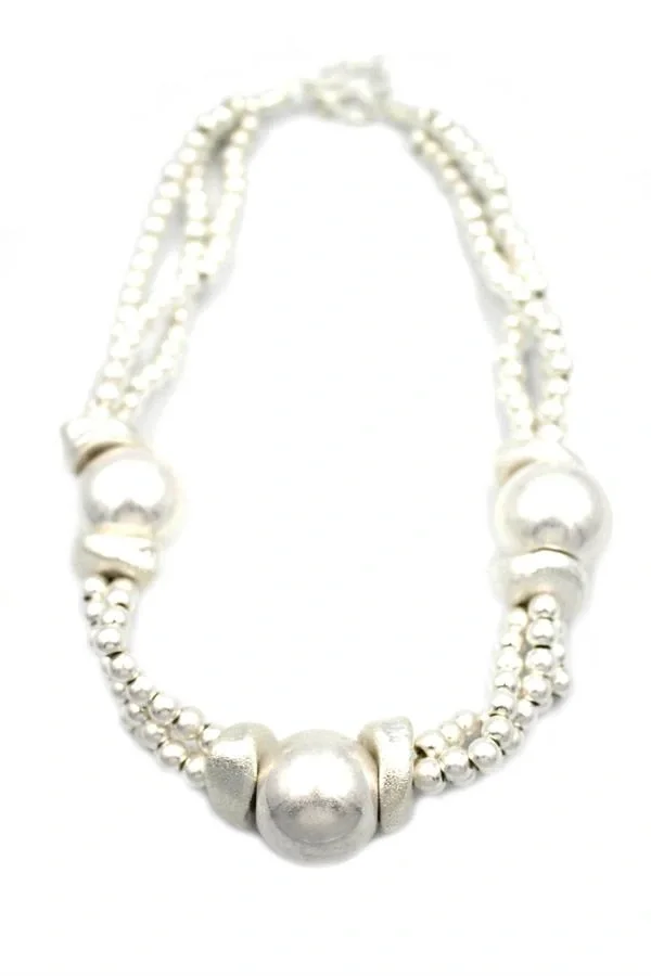 Mat Boncuk Kolye - Gümüş