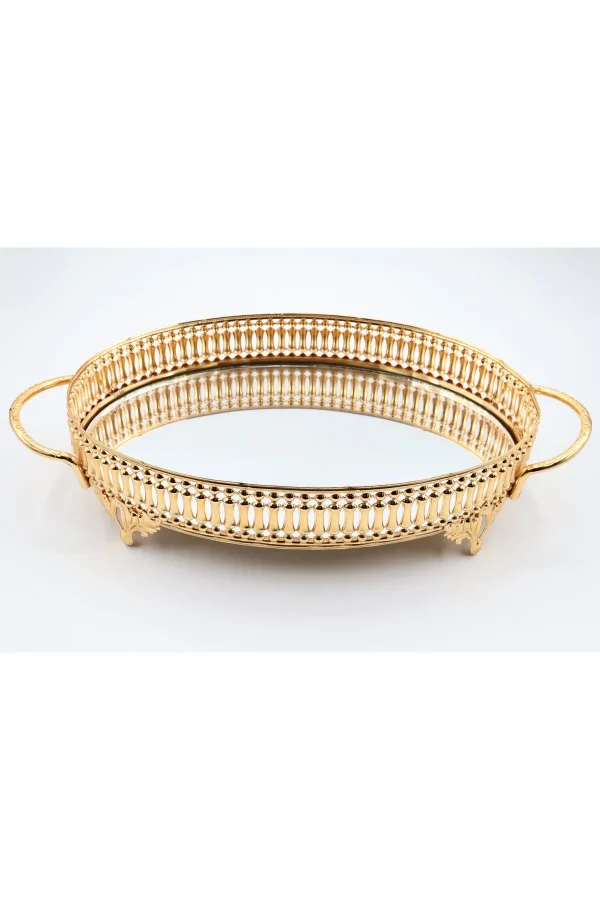 Metal Aynalı Oval Tepsi (28*20)