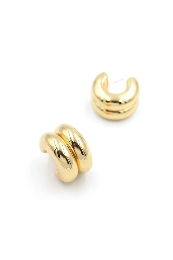 Metal Halka Küpe - Altın