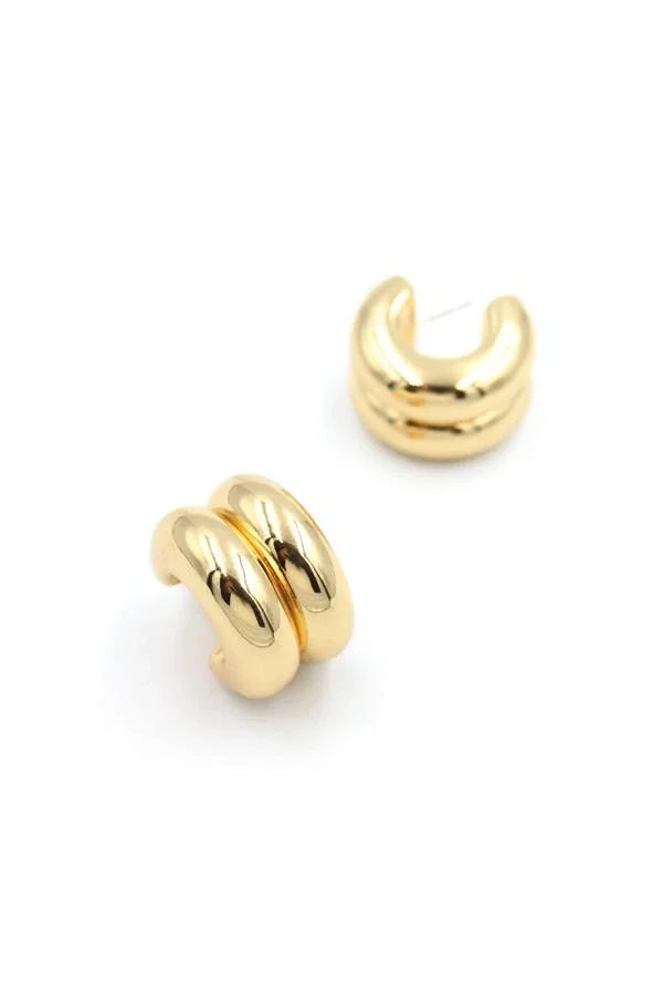 Metal Halka Küpe - Altın