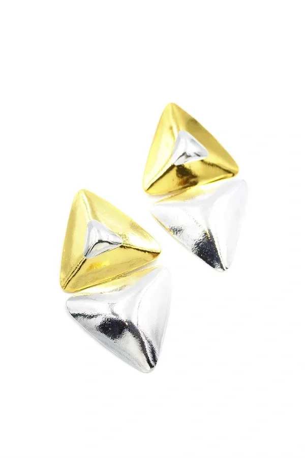 Metal Üçgen Küpe - Altın