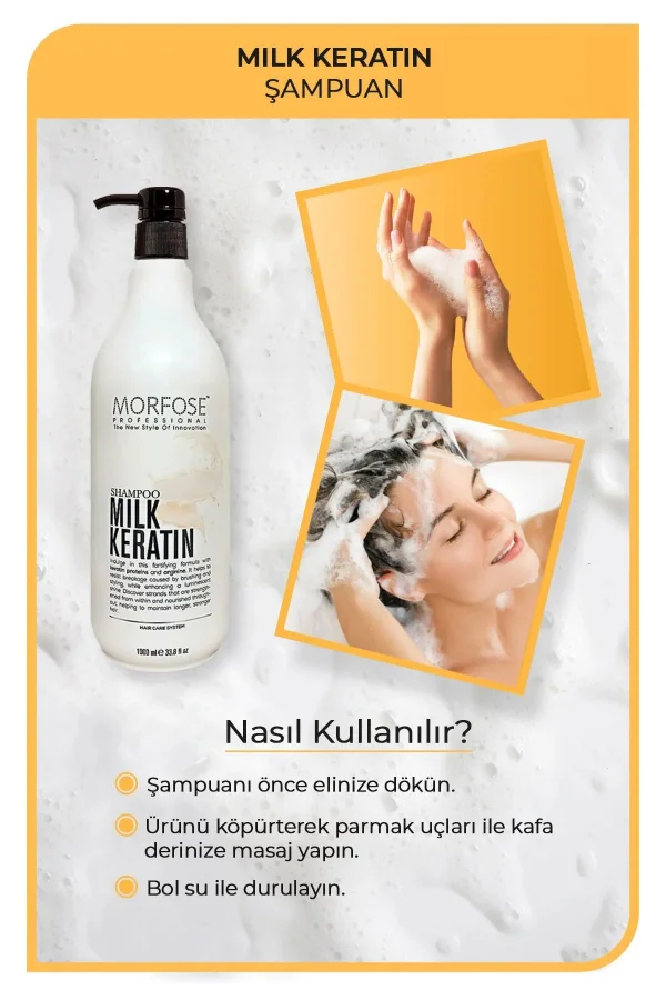Milk Keratin Şampuan 1000 ML - Besleyici Koruyucu Etki