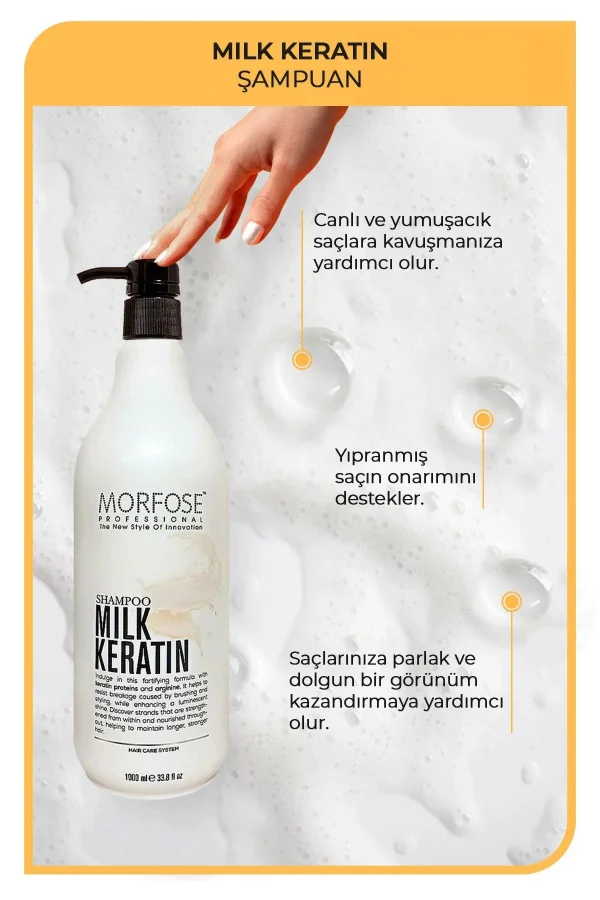 Milk Keratin Şampuan 1000 ML - Besleyici Koruyucu Etki