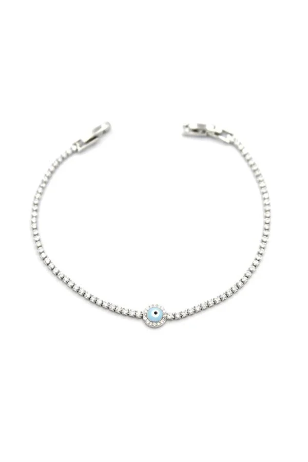 Mineli Göz Taşlı Bileklik - Gümüş