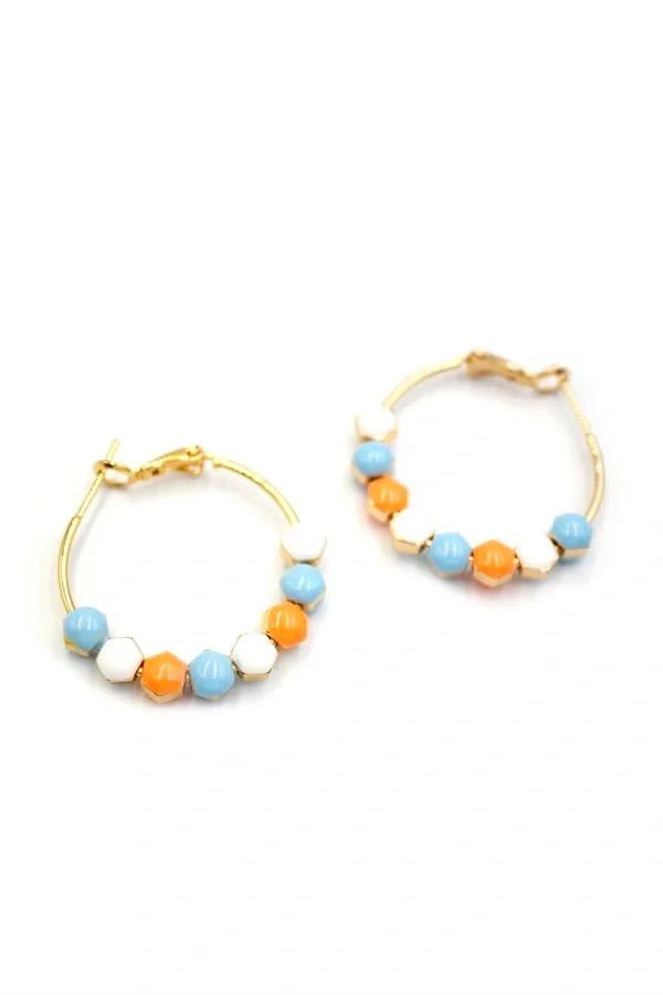 Mineli Halka Küpe - Turuncu