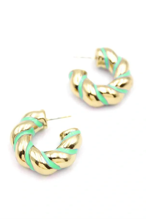 Mineli Halka Küpe - Yeşil