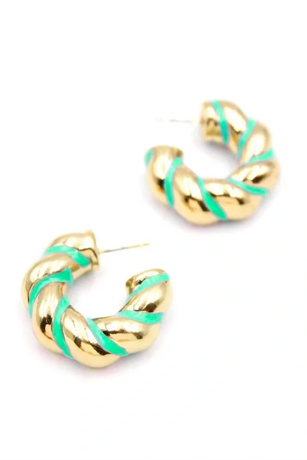 Mineli Halka Küpe - Yeşil