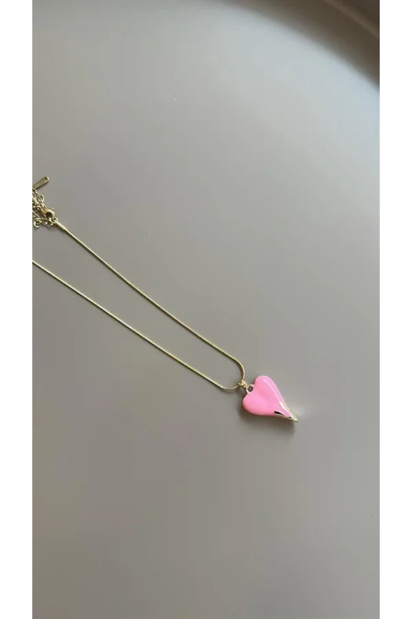 Mineli Kalp Kolye - Pembe