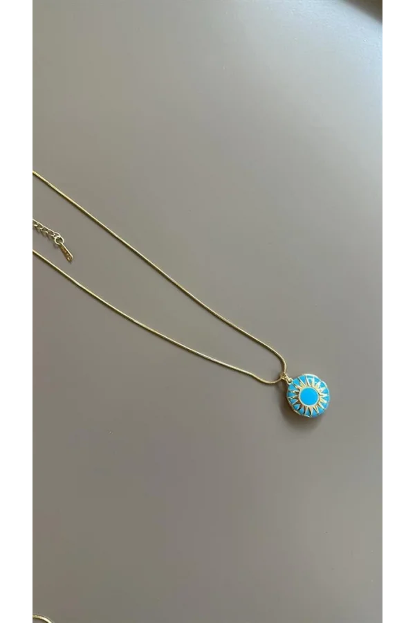 Mineli Kapaklı Kolye - Mavi