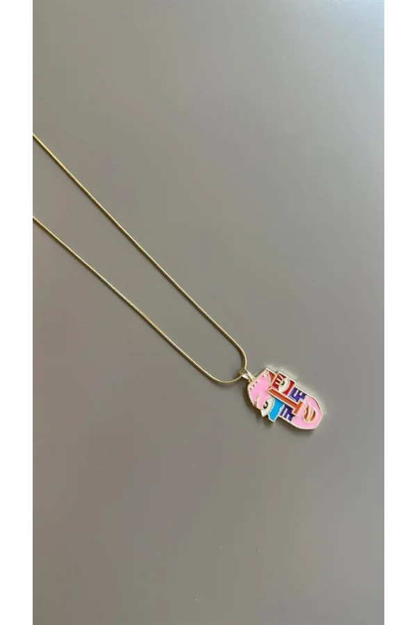 Mineli Yüz Desenli Kolye - ÇOK RENKLİ