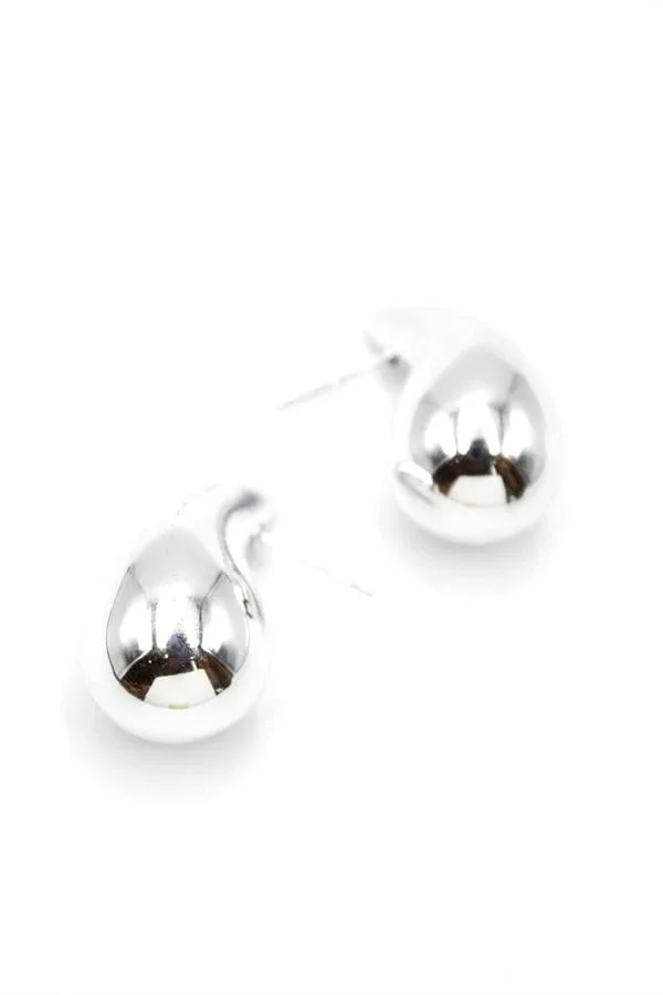 Orta Boy Damla Küpe - Gümüş