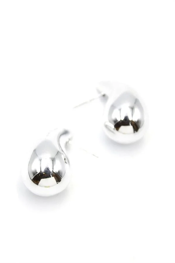 Orta Boy Damla Küpe - Gümüş