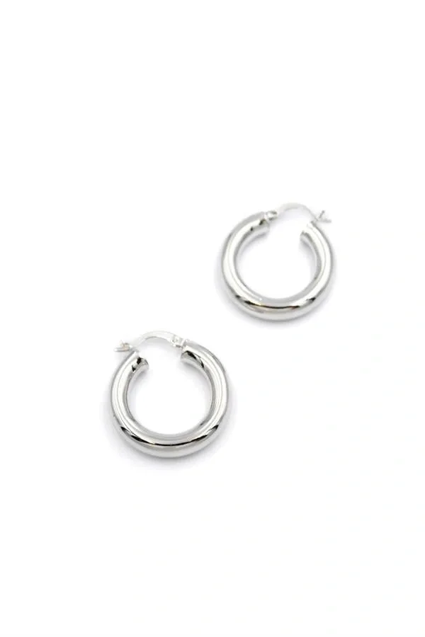 Orta Boy Halka Küpe - Gümüş